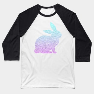 Pastel Blue and Purple Ombre Faux Glitter Easter Bunny Baseball T-Shirt